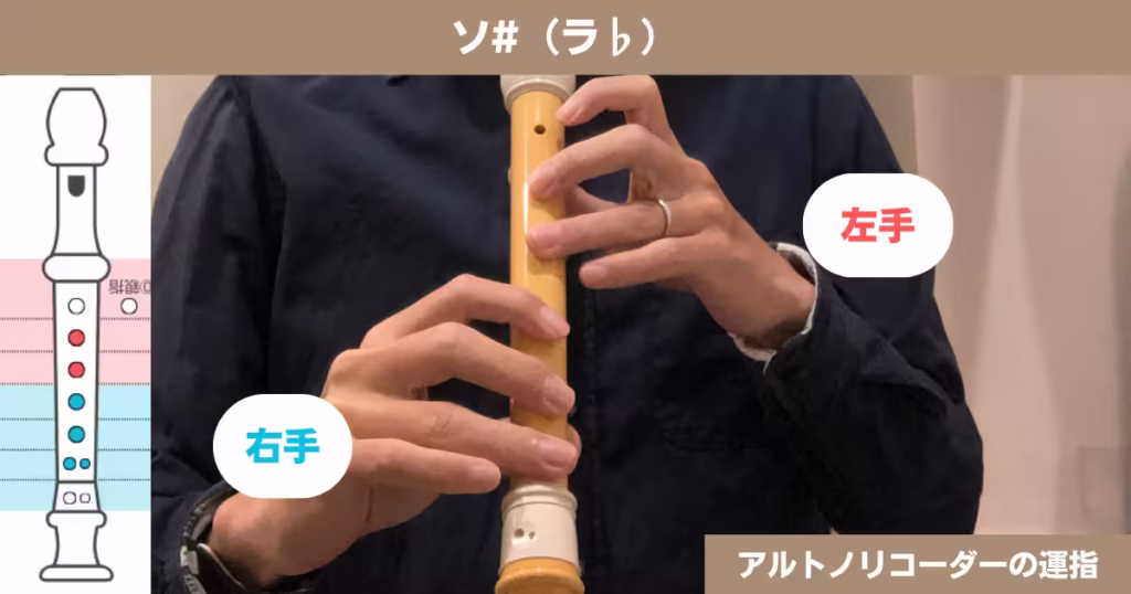 アルトリコーダーの運指:ソ#(ラ♭)